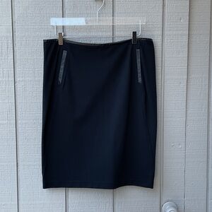 Vince Classic Black Pencil Skirt with Faux Leather Trim